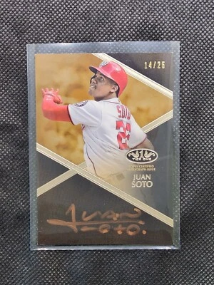 2019 Topps Tier One Juan Soto Gold Ink On-Card Auto /25 - Image 1 of 2