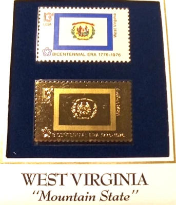 West Virginia State Flag - Mountain State - 1988 22kt Golden Replica Stamps - Image 1 of 3