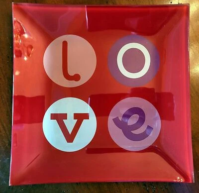 Valentines Day Love Salad Dessert Plate Glass Boutique - Image 1 of 2