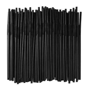 200 Pcs Flexible Black Plastic Drinking Straws 10.3 Inches Extra Long Dispos... - Picture 1 of 1