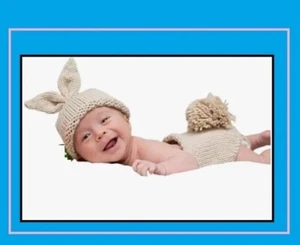 Lppgrace Newborn Baby Boy Girl Photography Props Knit Outfits Rabbit Hat Diaper - Picture 1 of 8