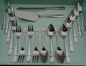 18pc HAMPTON FORGE Lexington Mirror HOSTESS DESSERT FLATWARE SET Stainless *NEW - Picture 1 of 3