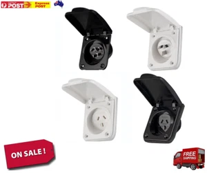 10A 15A Caravan Inlet Outlet RV Camper Motor Home Power Socket White Black 240V - Picture 1 of 5