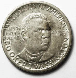 1946 50c Booker T Washington Exposition Commemorative Silver AU - Picture 1 of 2