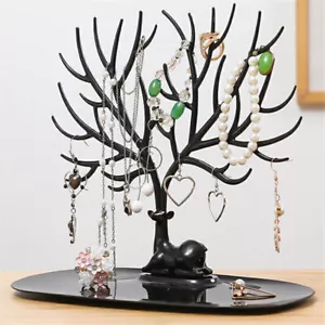 Deer Tree Jewelry Stand Display Rack Portable Necklace Earring Organizer Holder - Bild 1 von 14