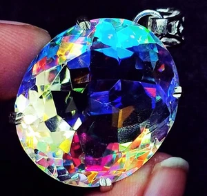 Mystic Quartz Multi-Color GS Solid Silver Pendant 73.65 Ct Certified Loose Gems - Picture 1 of 7