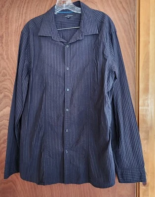 Camisa de vestir Marc Anthony para hombre manga larga, calce ajustado con botones, talla XL negra Foto 1 de 4