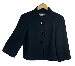Damen Tahari Arthur S Levine Größe 4 Bolero schwarz Blazer Mantel Jacke große Knöpfe - Bild 1 von 12