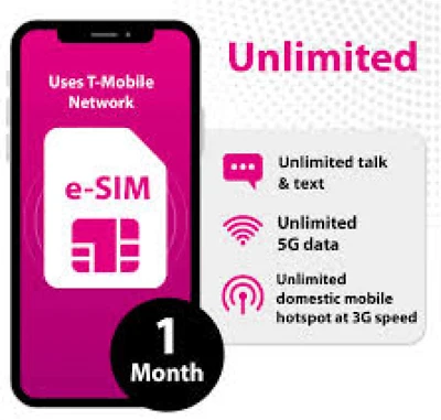 T-Mobile Prepaid ESIM Only $15,$25,$35,$50,$60 Unlimited Talk,Text,Data 30 Days - Image 1 of 4