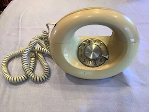 VTG Western Electric White Yellow Sculptura Rotary Dial Donut Telephone Retro - Picture 1 of 10