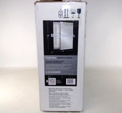 Botiquín empotrado de una sola puerta KOHLER, espejado con estantes CB-CLR1620FS Foto 1 de 4