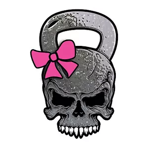 Skull Kettlebell Sticker Crossfit Gym Pink Bow Car Vehicle Window Bumper Decal - Picture 1 of 1