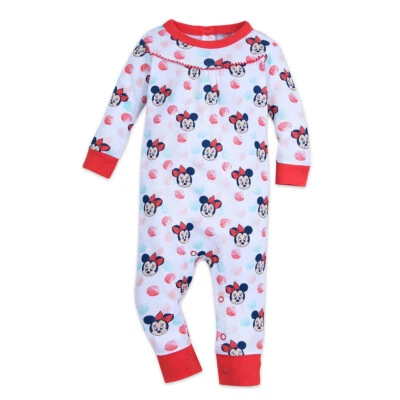 Disney Store Minnie Mouse Stretchie Sleeper Pajama Sleepwear Baby Girl 0-3 Mths - Image 1 of 2