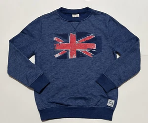 ZARA Size 8 Flag Sweatshirt Navy Blue Red Sweater Pocket UK Boys - Picture 1 of 3