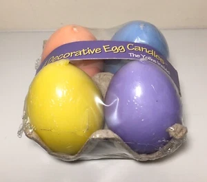 Easter Unlimited 4 Decorative Egg Candles The Yolks Inside Pink Purple Blue ... - Picture 1 of 9