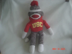FUN! 2011 UNUSED PLUSHLAND USC TROJANS PLUSH BROWN & WHITE SOCK MONKEY in HOODIE - Picture 1 of 10