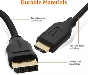 Amazon Basics DisplayPort to HDMI Display Cable, Uni-Directional, 4K (OPEN BOX) - Picture 1 of 7