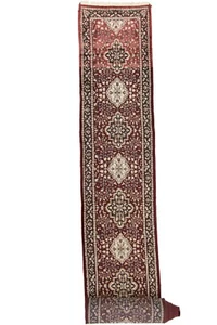 Jamu Seide | 2 Fuß 6 Zoll x 32 Fuß 4 Zoll langer handgeknüpfter traditioneller Läufer Teppich | Vintage - Bild 1 von 7