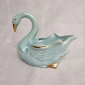 Fioriera Royal Copley Swan iridescente blu bordo oro lucentezza - Foto 1 di 10