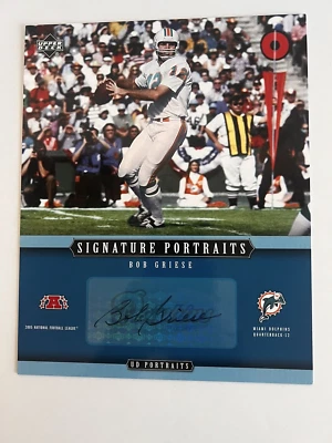 Upper Deck Signature Portraits 2005 firmados por Bob Griese Miami Dolphins Foto 1 de 3