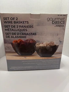 Juego de 2 cestas de alambre Gourmet Basics de Mikasa negras NUEVO EN CAJA - Imagen 1 de 11
