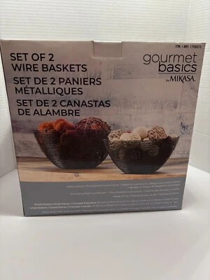 Gourmet Basics By Mikasa Set Of 2 Wire Baskets Black NEW IN BOX - Image 1 of 4