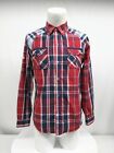 Guess Navy Red Plaid Long Sleeve Shirt Boys Youth Size 20