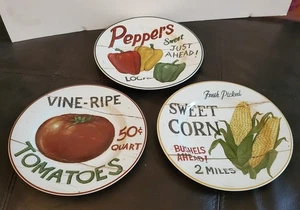 Sakura Farmstand Vegetables 8 1/4" Salad Plates Set of 3 By David Carter Brown - Picture 1 of 6