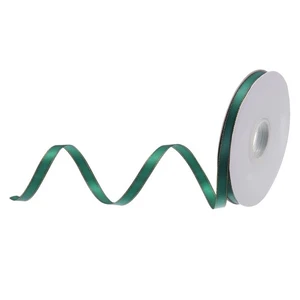 Nastro raso 50 iarde 3/8 pollici verde scuro bordi oro fiocco nastro doppia faccia - Foto 1 di 5