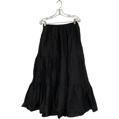 Massimo Dutti Women Flare Midi Skirt M Black Tiered gathered detail 5224/530 NWT - Image 1 of 4