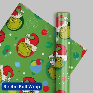 The Grinch Christmas Wrapping Paper 12m Total Length 3x4m Gift Wrap FSC Approved - Picture 1 of 4