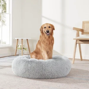 Dog & Cat Bed: Round Faux Fur Pet Bed - Plush, Cozy, & Calming Donut Bed for ... - Picture 1 of 7