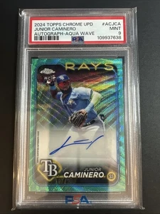 2024 Topps Chrome Update Junior Caminero Aqua RC Auto /199 #AC-JCA PSA 9 Rays - Picture 1 of 3