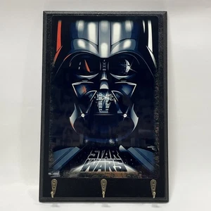 Star Wars Darth Vader Aluminum Poster Plaque On Wood With 3 Hooks Key Holder - Picture 1 of 6
