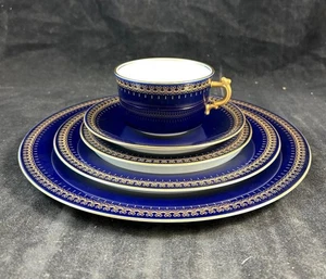 Christineholm Romanov 5 Piece Place Setting Cobalt Blue Gold and White Design - Picture 1 of 19