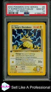LT.SURGE'S ELECTABUZZ HOLO-1ST EDITION POKEMON GYM HEROES 2000 6 PSA 10 - Bild 1 von 2