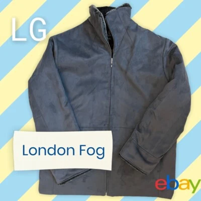 London Fog Bomber Gray All Weather Suede Full Zip Jacket  Men Size Lg REG - Image 1 of 4
