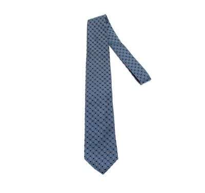 Corbata Dion nueva con etiquetas en azul/blanco/púrpura estampado floral y geométrico 100 % seda Foto 1 de 4