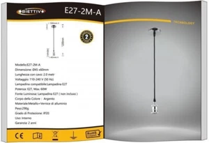 Portalampada E27 Obiettivo E27-2M-A Sospensione Vintage Argento 2M - Foto 1 di 1