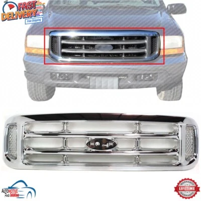 NEW FRONT GRILLE CHROME PLASTIC FOR 1999-2004 FORD F-250 SUPER DUTY FO1200417 - Imagem 1 de 4