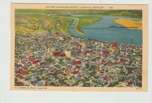 POSTCARD  AIR VIEW OF BUSINESS DISTRICT LOUISVILLE KENTUCKY - Picture 1 of 2