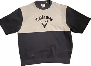 Sudadera de golf vintage Callaway manga corta dos tonos cuello redondo gris/azul - Imagen 1 de 3
