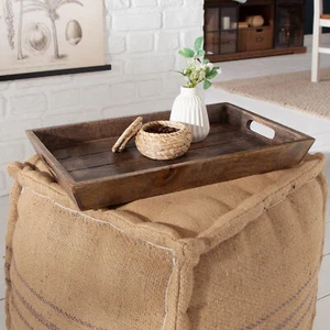 Massives Tablett 44x29cm Mangoholz antik Finish mit Tragegriffen Holztablett - Bild 1 von 8