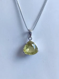 Natural Lemon Quartz Pear Shape Pendant 925 Sterling Silver Handmade Jewelry - Picture 1 of 10