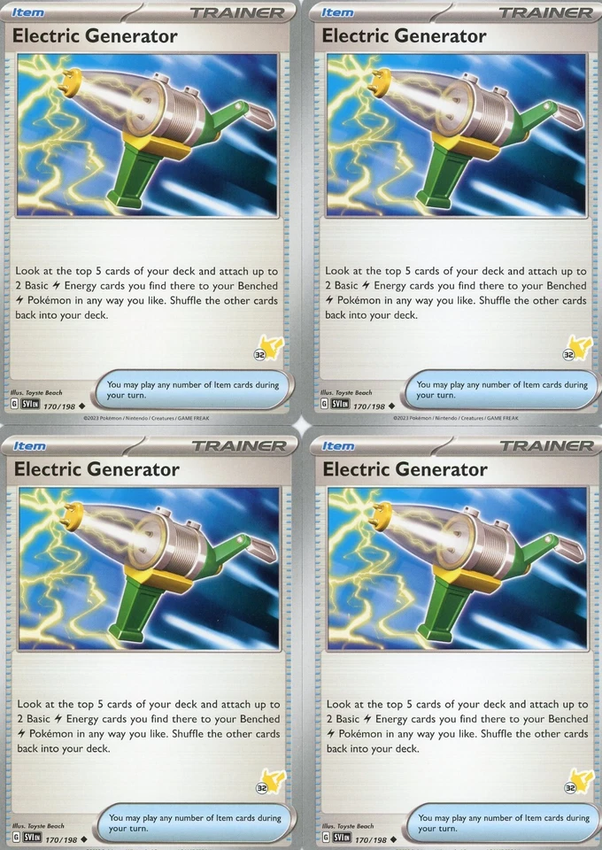 4x Pokemon TCG Electric Generator 170/198 Battle Academy Pikachu Stamp Playset - Image 1 of 1
