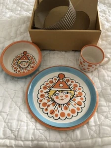 Boxed Vintage MIKASA Luciana Roselli CLOWN BABY Plate Mug Bowl Set NOS - Picture 1 of 11
