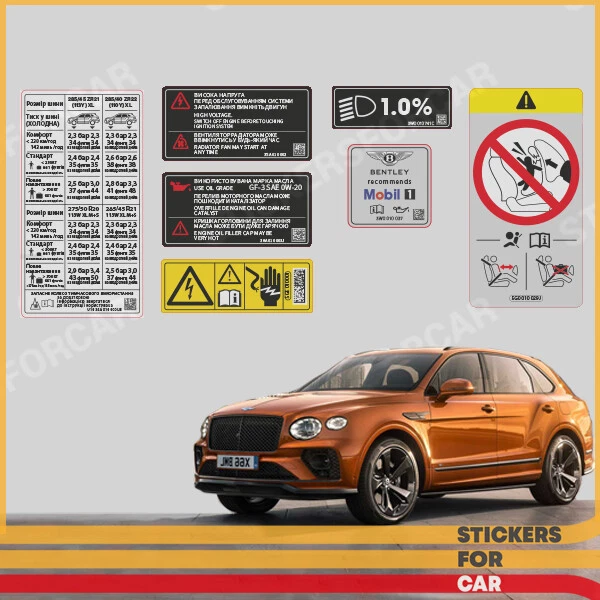 JUEGO CALCOMANÍAS PEGATINAS MOTOR RESTAURACIÓN BENTLEY BENTAYGA 2021 Foto 1 de 1