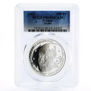 France 100 francs Artist Jean Monet Art PR68 PCGS silver coin 1992 - Picture 1 of 2