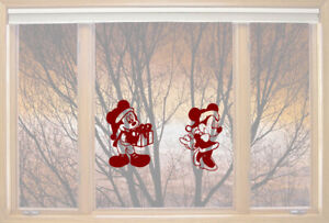 Christmas Mickey Minnie window love Wall Stickers Art Room Removable Decals DIY
