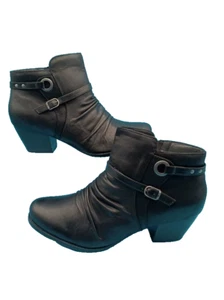 Yuu Regina Ankle Bootie Black Size 12Medium Block Heel Side Zip New w/o Box - Picture 1 of 6